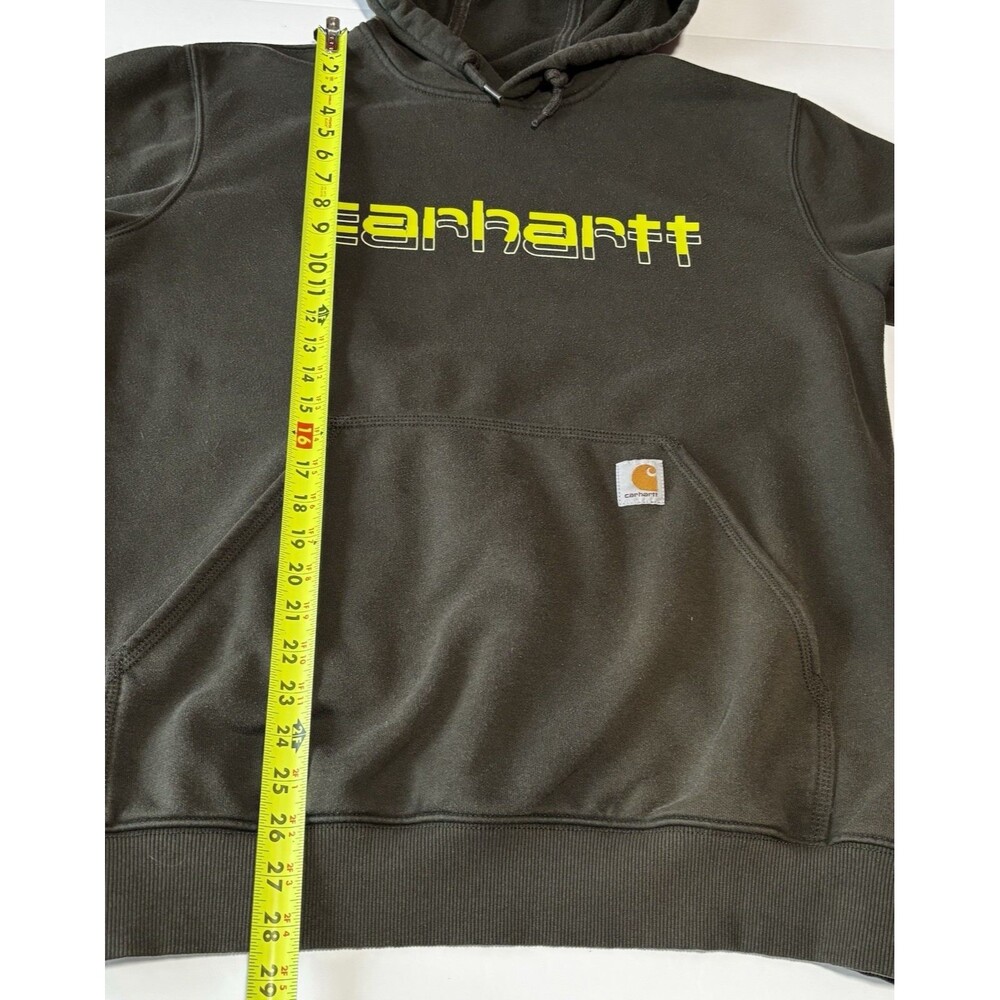 Carhartt Loose Fit Green Hoodie Sweatshirt Men's Size Medium Rain Defender - Picture 7 of 10
